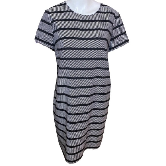 Ann Taylor Dress Shift Striped Black Back Panel Size S - Picture 2 of 10